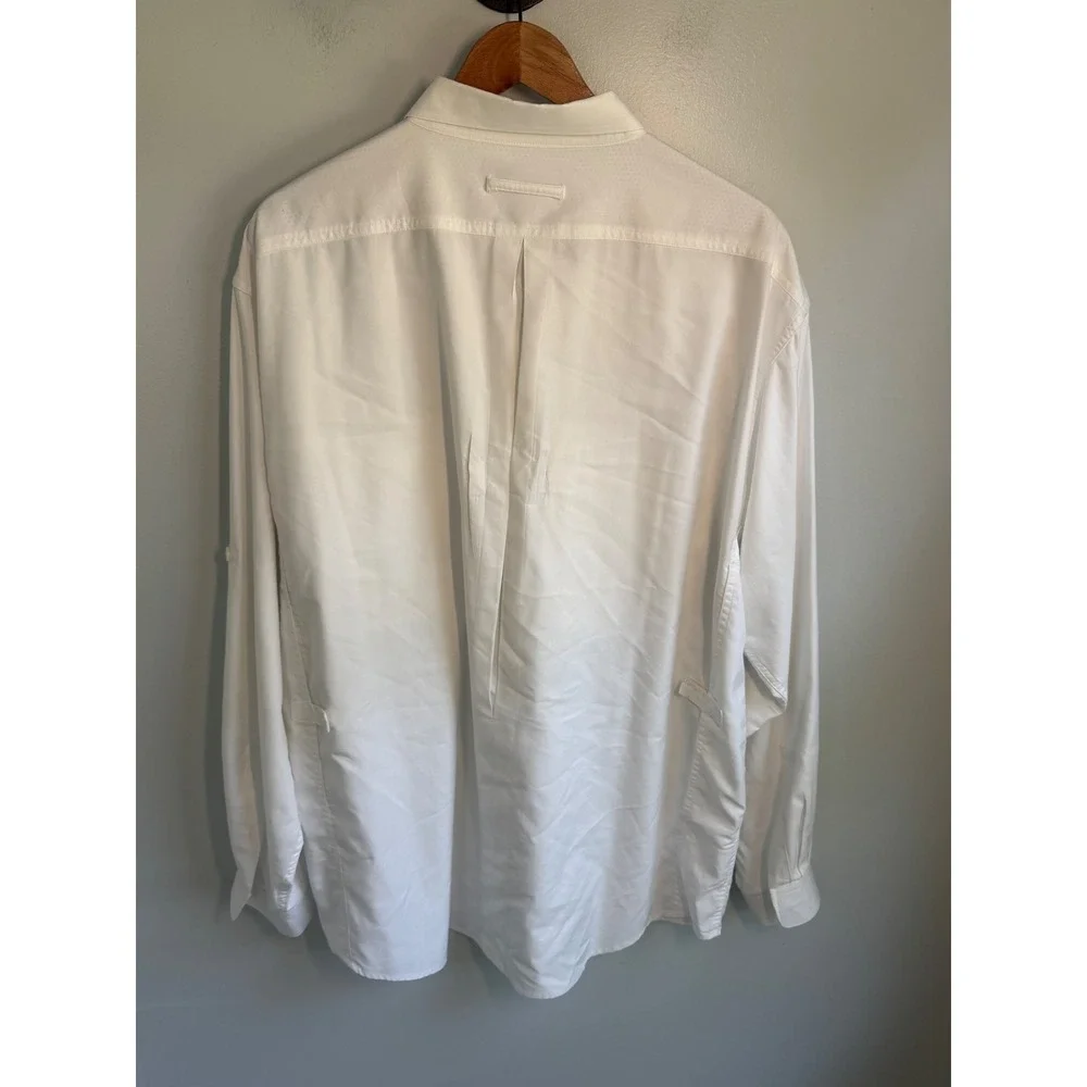 ExOfficio Adventure Mens XXL White Long Sleeve Fishing Shirt Ventilated Hiking